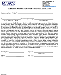 Marco Customer Information Personal Guarantee