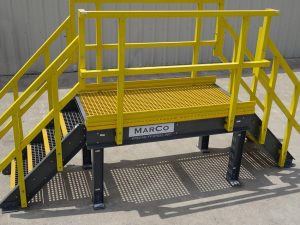 molded fiberglass stair treads, crossover platform