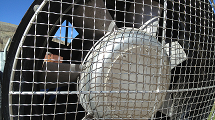 wire-cloth-woven-and crimped-protecting a fan